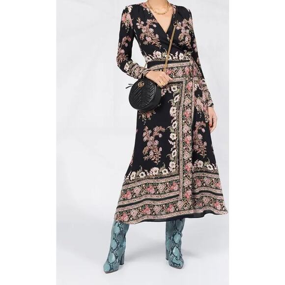 Etro Floral Paisley Print Wraparound Midi Dress Size 6 - Picture 6 of 14